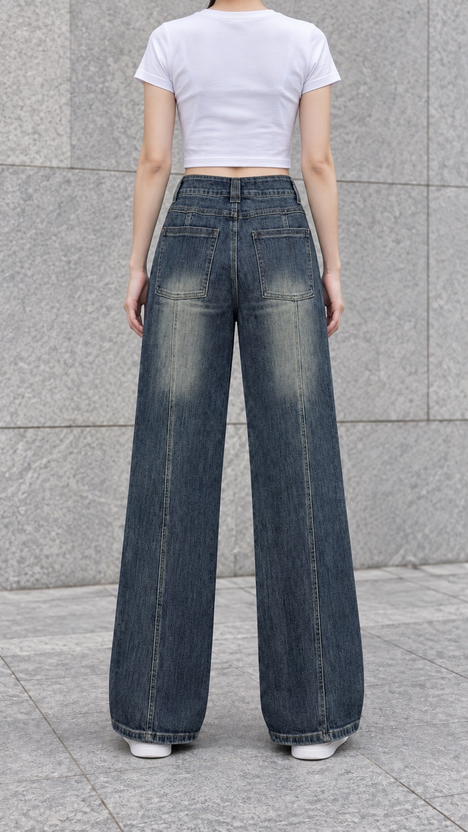 New wide-leg jeans, back view