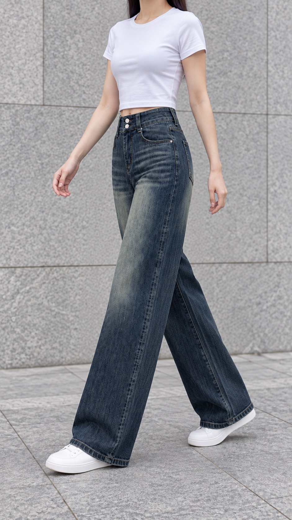 New wide-leg jeans, side view